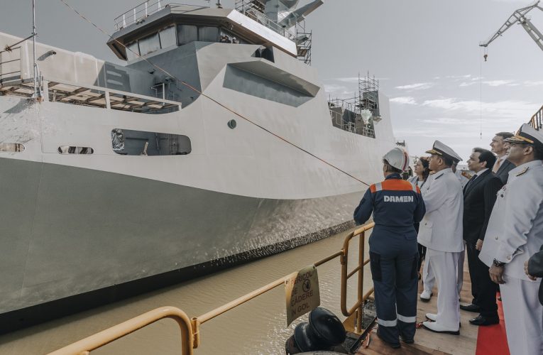 Pakistan Navy Offshore Patrol Vessel Launch at Damen Shipyards Galati   